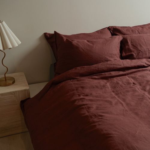 100% French Flax Linen Duvet Set- Antique Rosewood