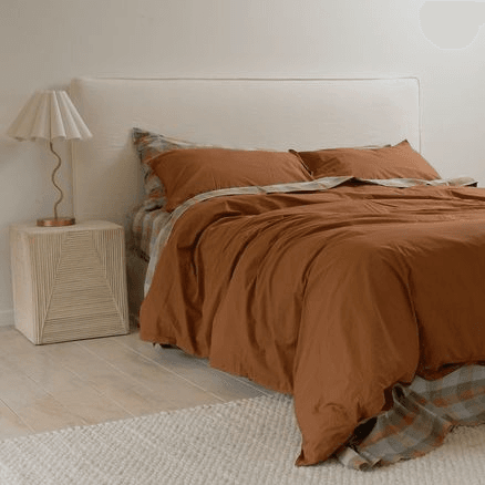 100% Stonewashed Cotton Duvet Set- Rust