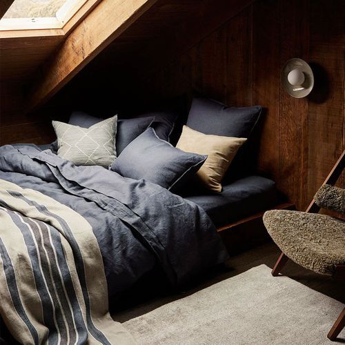 Ravello Linen Quilt Cover - Denim | Weave Home Bed Linen