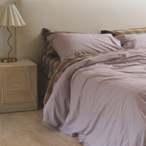 100% Stonewashed Cotton Duvet Set- Lavender