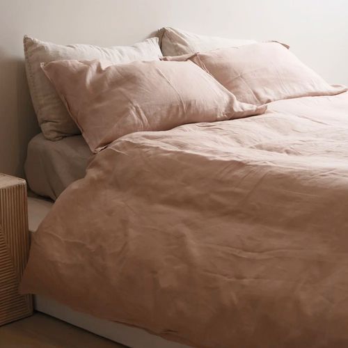 100% French Flax Linen Duvet Cover Set - Latte