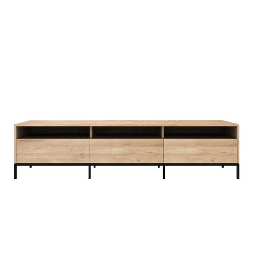 Oak Ligna TV Cupboard Black Frame