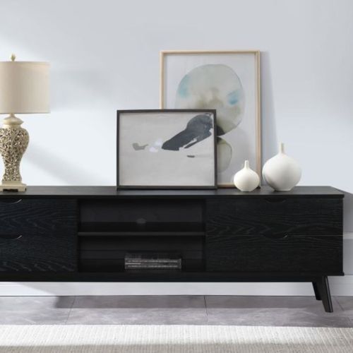 Cannes Hardwood TV Unit | Entertainment Unit | Black