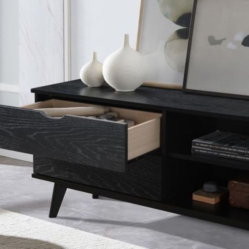 Cannes Hardwood TV Unit | Entertainment Unit | Black