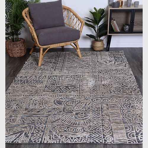 Alayah Anthracite Flower Rug