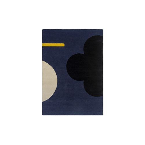 Orla Kiely Geo Flower Rug - Denim | 100% Wool Designer Floor Rug