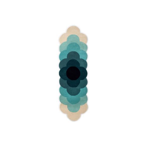 Orla Kiely Optical Flower Rug - Teal |  100% Wool Runner Floor Rug
