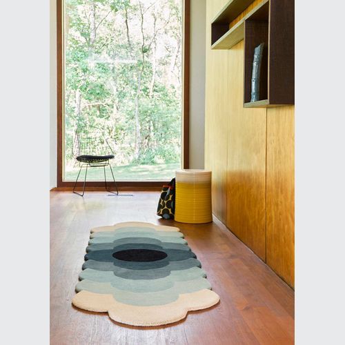 Orla Kiely Optical Flower Rug - Teal |  100% Wool Runner Floor Rug