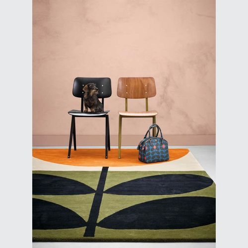 Orla Kiely Stem Rug - Black |  100% Wool Designer Floor Rug