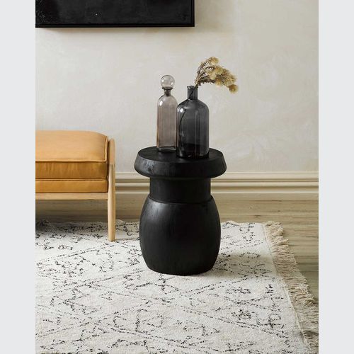 Baya Awan Handtufted Floor Rug - Black-Natural White