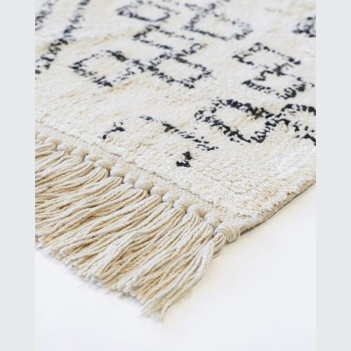 Baya Awan Handtufted Floor Rug - Black-Natural White