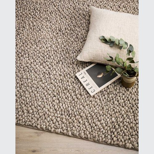 Baya MacKenzie 100% Wool Loop Pile Floor Rug - Fallow
