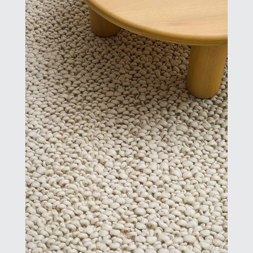 Baya MacKenzie 100% Wool Loop Pile Floor Rug - White Straw