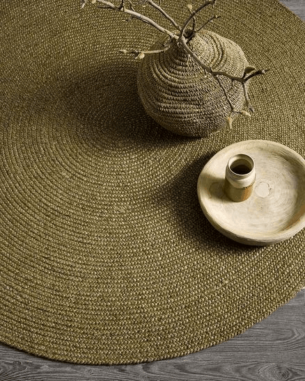 Baya Tairua Handbraided Circular Rug - Moss Green