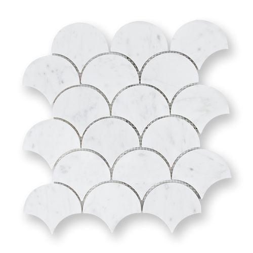 Carrara C Honed Fan Mosaic