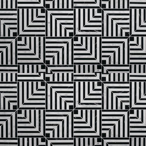 Labyrinth Gravity Carrara & Nero Marble By Steve Cordony