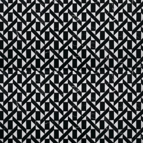 Labyrinth Oblique Carrara & Nero Marble By Steve Cordony