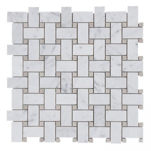 Basketweave - Carrara/Grey Marble Honed