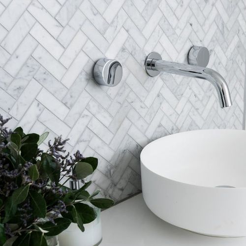 Carrara Mosaic Herringbone Wall Tiles