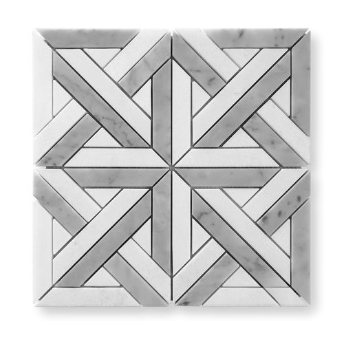 Escher Parquetry Mosaic Carrara And Thassos Honed