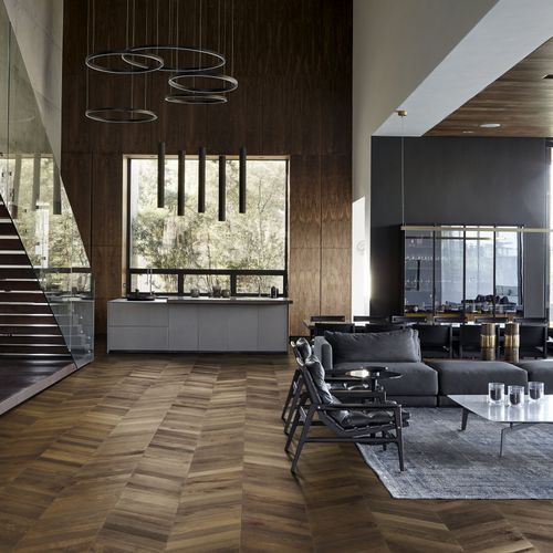 Oak Chevron Dark Brown Wood Flooring