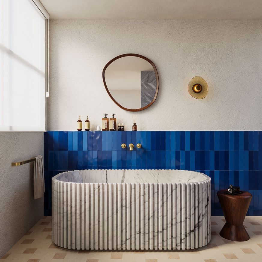 Biju Fluted Marble Bathtub