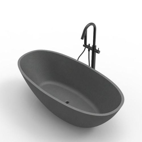 Hugi B008 Large Curved Bath 1640MM - Matte Concrete