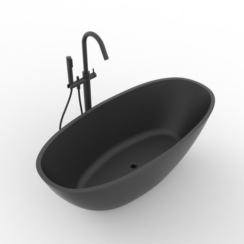B008 Classic Oval Shaped Hugi Matte Black Bath 1640mm