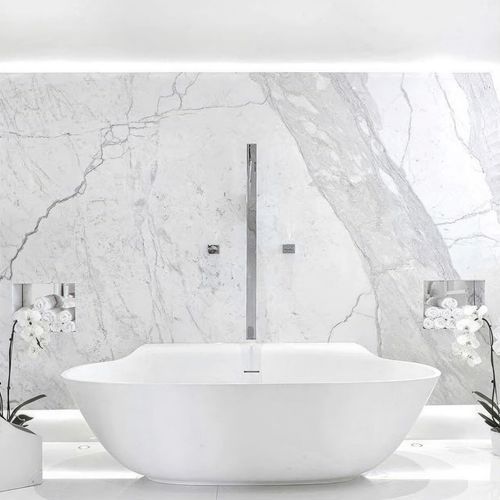 Pietra Bianca Alice Back-To-Wall Freestanding Bath