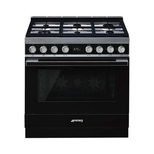 Smeg Portofino 90cm Dual Fuel Pyrolytic Freestanding Cooker - Black