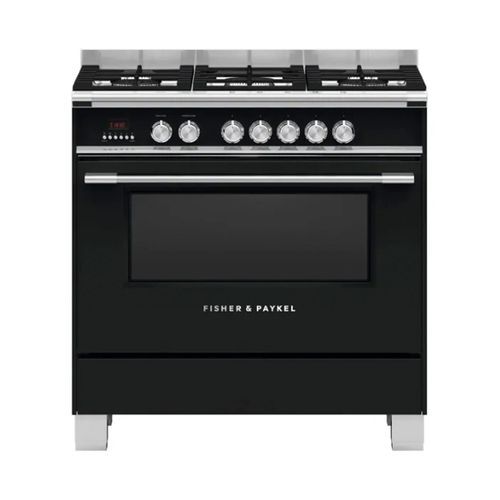 Fisher & Paykel 90cm Dual Fuel Freestanding Cooker - Black