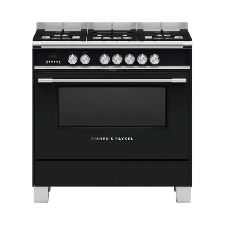 Fisher & Paykel 90cm Dual Fuel Freestanding Cooker - Black