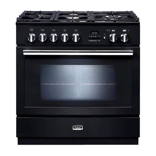 Falcon Professional+ 90cm 5 Burner Dual Fuel Pyrolytic Cooker - Black/Chrome
