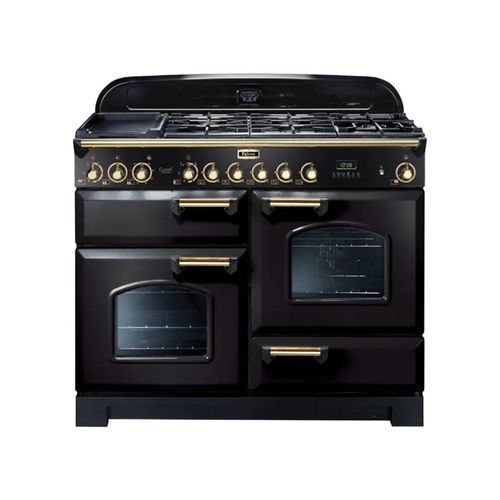 Falcon Classic Deluxe 110cm 5 Burner Dual Fuel Cooker - Black & Brass