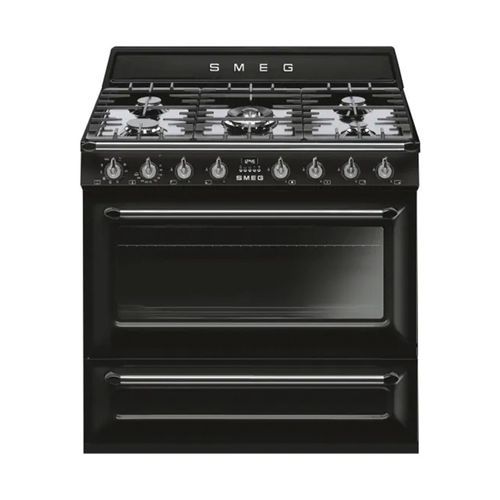 Smeg Victoria 90cm Dual Fuel Gas Hob Cooker - Black