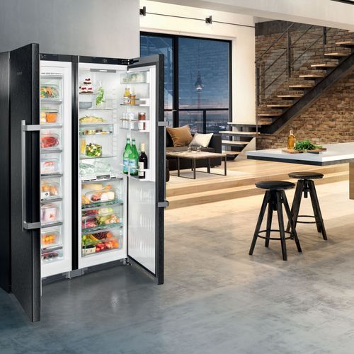 SBSbs 8673 Premium | BioFresh NoFrost | BlackSteel Side-by-Side Combination