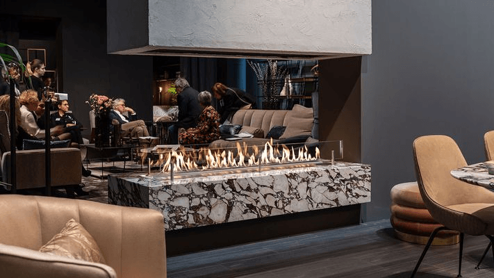 Custom Living Flame Asymmetrical Fireplace