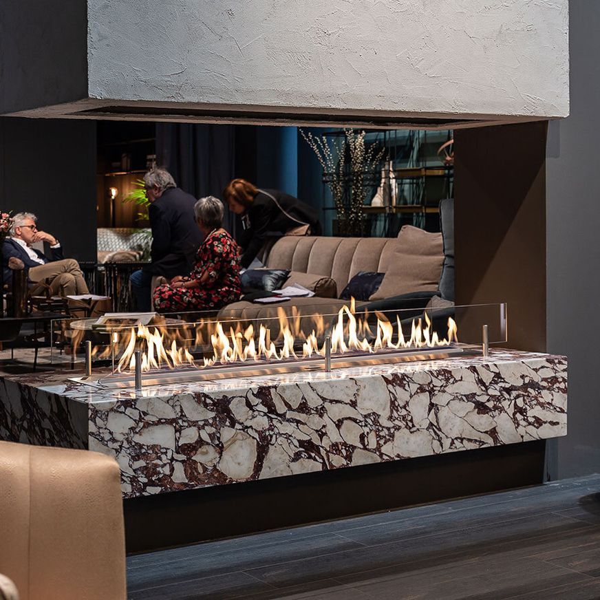 Custom Living Flame Asymmetrical Fireplace
