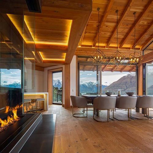 Custom Living Flame Asymmetrical Fireplace