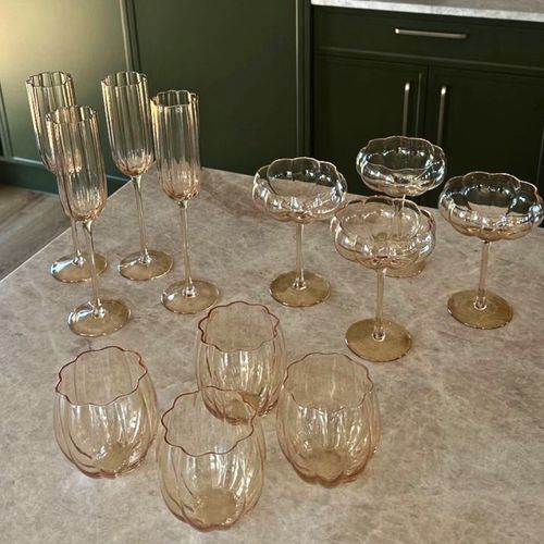 Petal Champagne Flute | Light Amber | Set of 4
