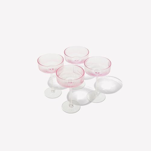Ribbed Cocktail Glasses- Set 4 Blush