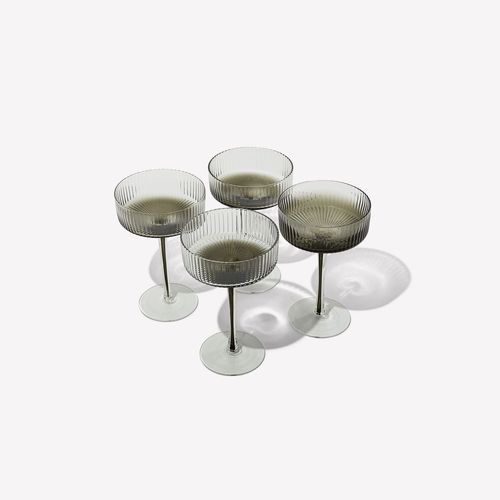 Ribbed Cocktail Glasses- Set 4 Charcoal