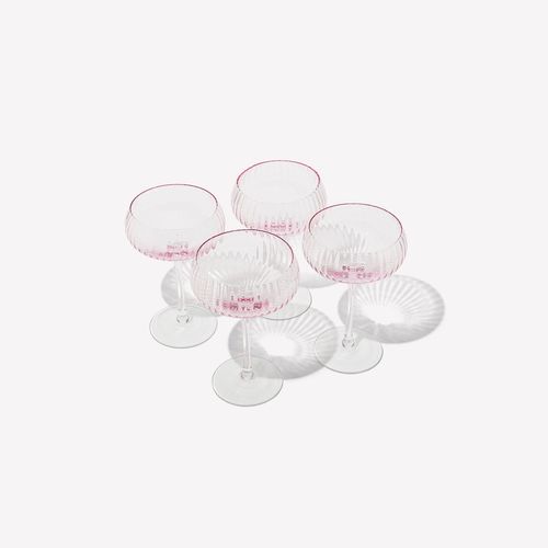 Ribbed Champagne Coupe- Set 4 Blush