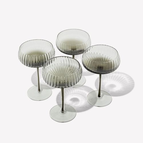 Ribbed Champagne Coupe- Set 4 Charcoal