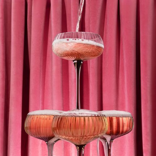 Ribbed Champagne Coupe- Set 4 Charcoal