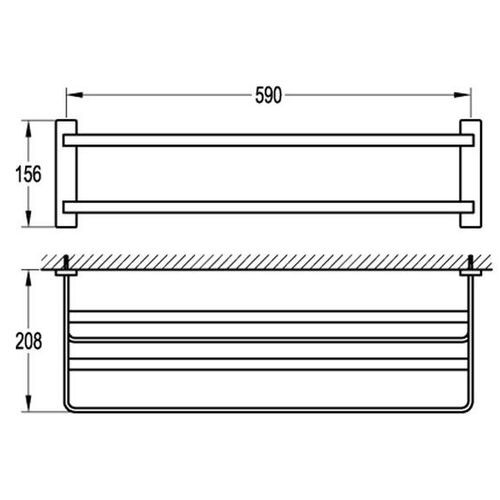 Cubic Long Towel Shelf & Rail 610mm
