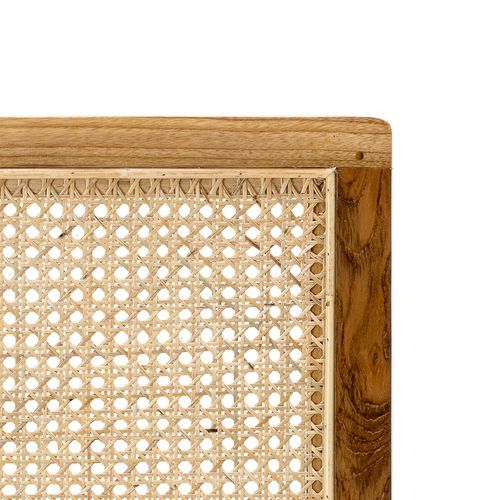 Lazie Woven Rattan Cane Queen Bedhead | Natural & Teak