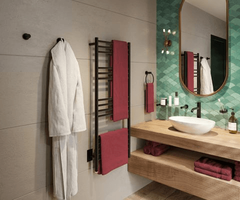 NATURAL 15 Bar 430mm Straight Heated Towel Rail with PTSelect Switch