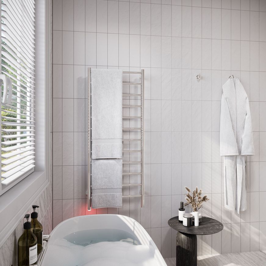 NATURAL 12 Bar 500mm Straight Heated Towel Rail with PTSelect Switch