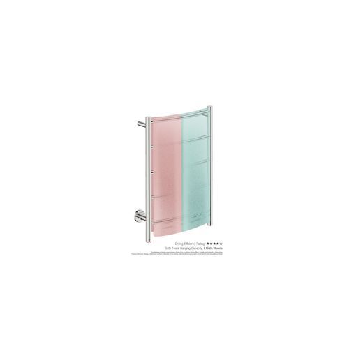 NATURAL 5 Bar 500mm Curved Heated Towel Rail with PTSelect Switch